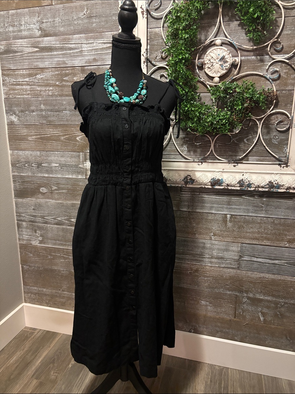 Universal Threads (Size L) Black Sleeveless Button Midi Cotton Dress w/ Pockets
